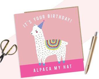 alpaca pun card etsy