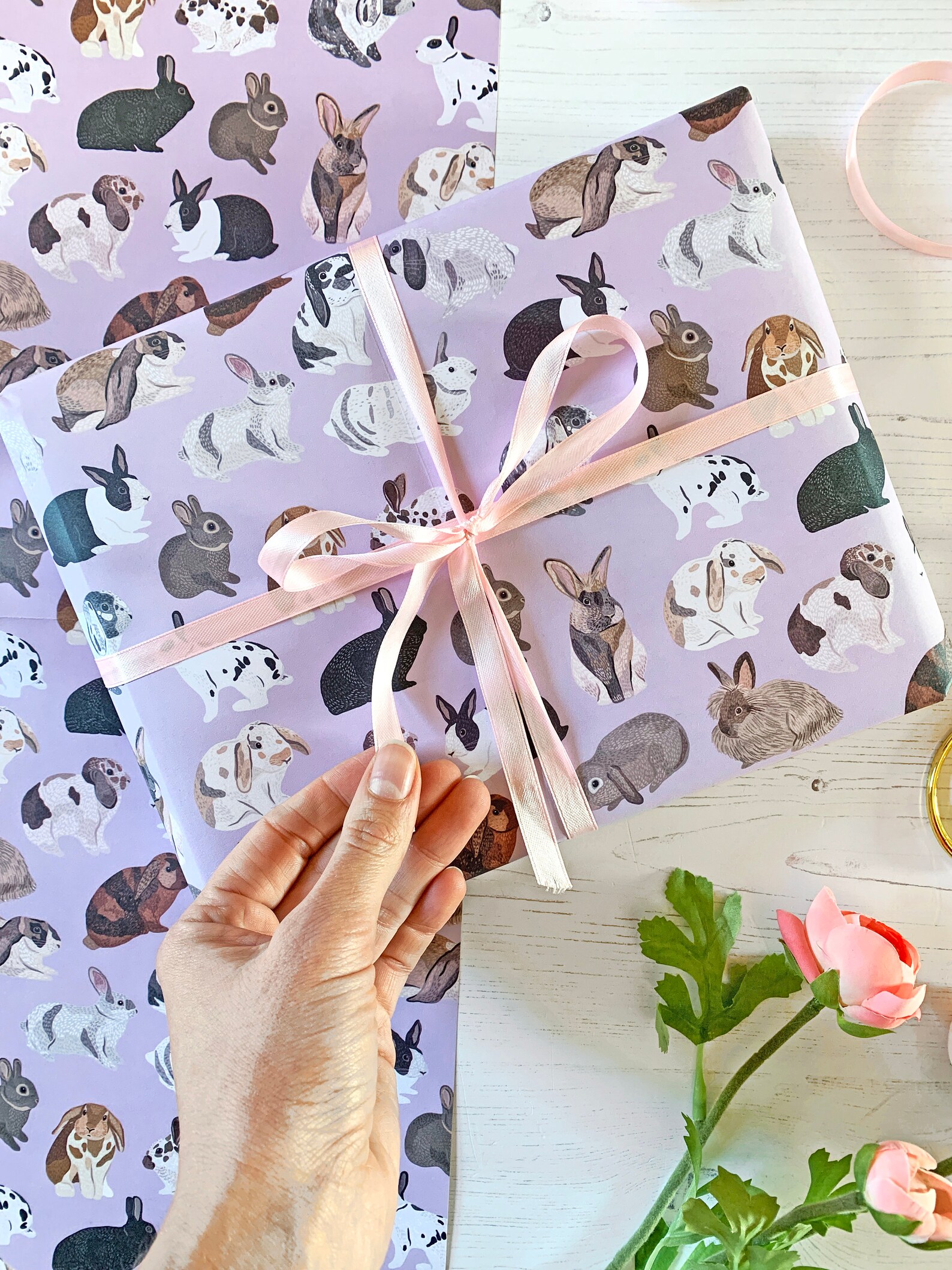 Rabbit Wrapping Paper Types of bunny rabbits Rabbi Gift Etsy