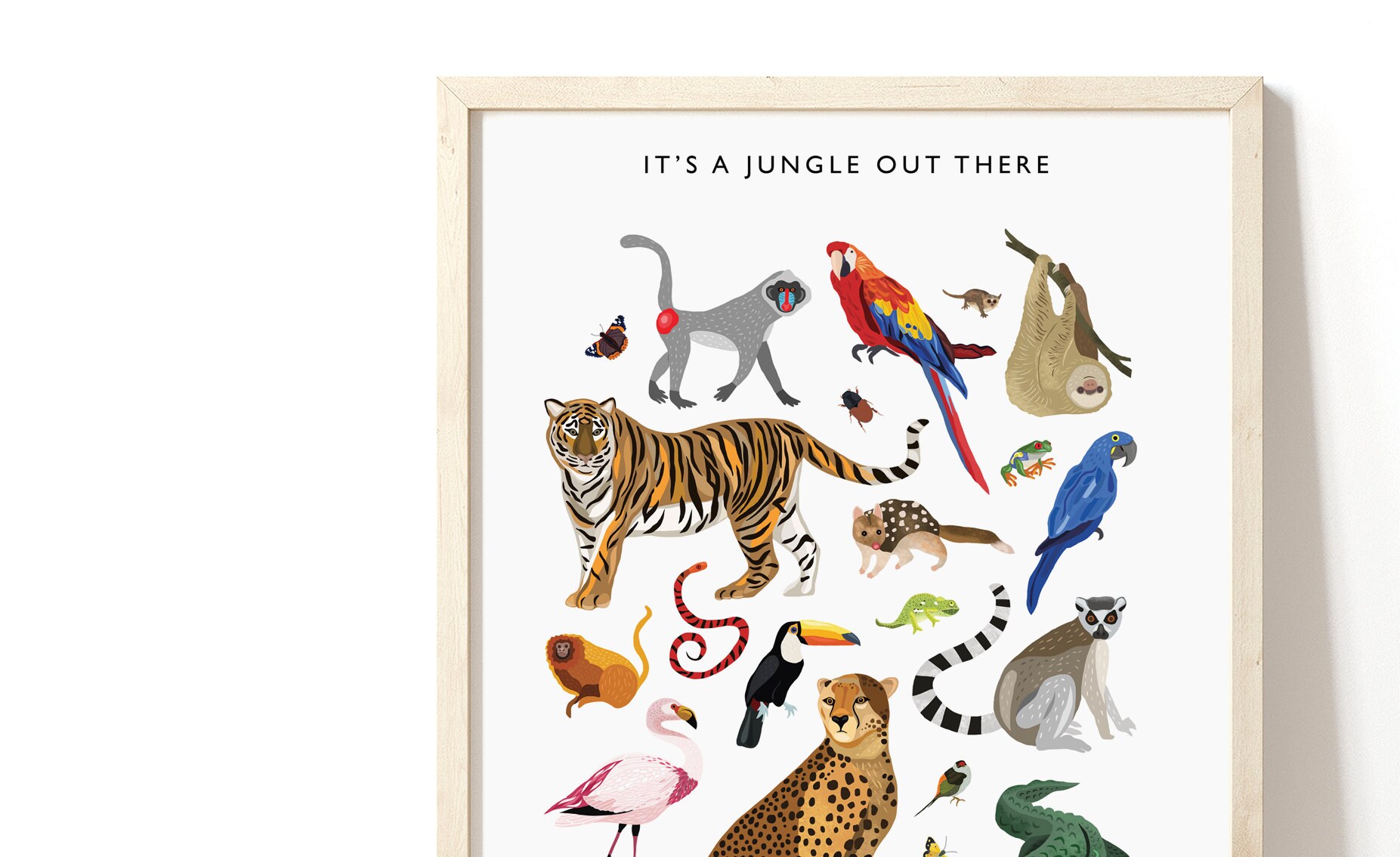 Set of 2 Wildlife Prints Animal Poster Set Kids Room Decor Etsy UK