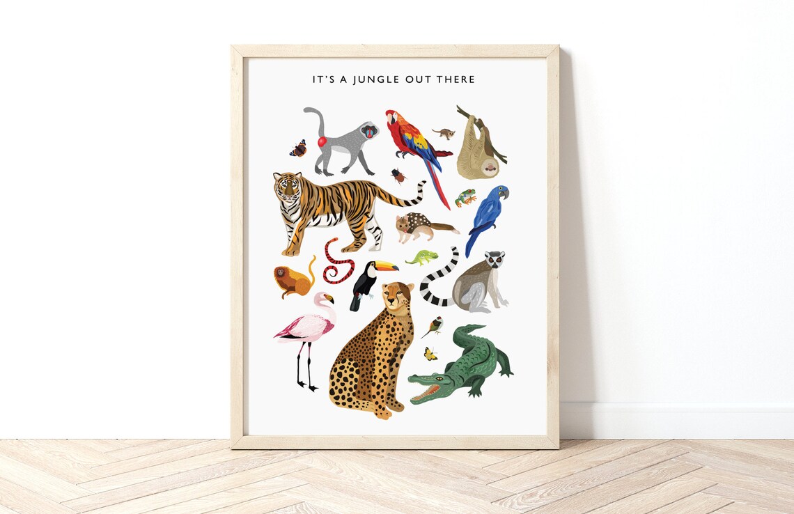 Set of 2 Wildlife Prints Animal Poster set Kids room decor Etsy