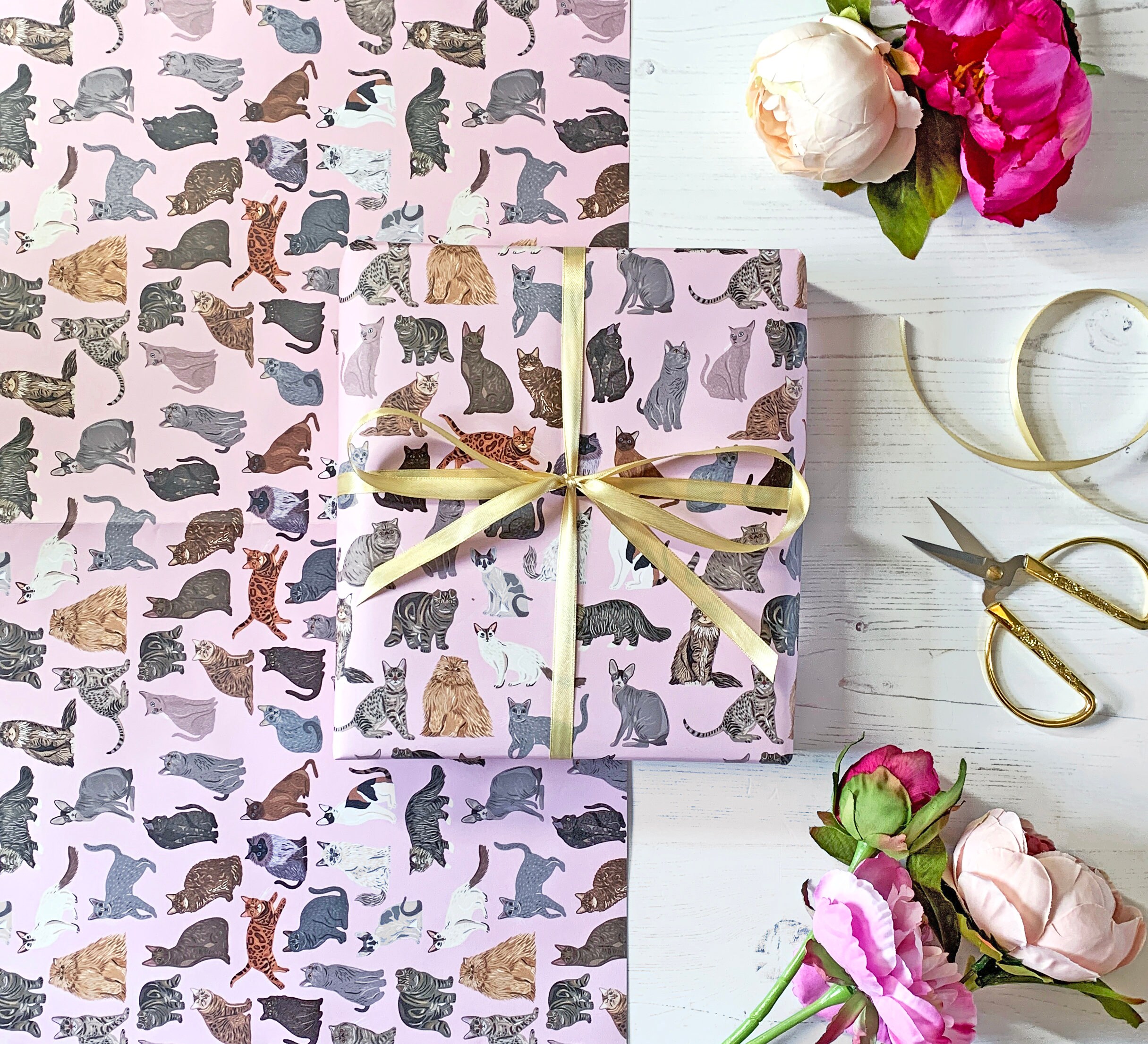 Cat Wrapping Paper Cat Print Wrap Cute Cat Gift Wrap Etsy UK