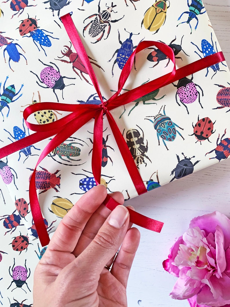 Beetle Wrapping Paper Sheet Illustrated Wrap Beetles Wrap | Etsy UK