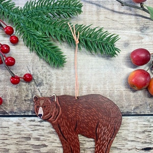 Bear Christmas Tree Decoration, Wooden christmas tree decoration, Christmas bear decor, tree ornament, christmas tree bauble, bear gift image 5