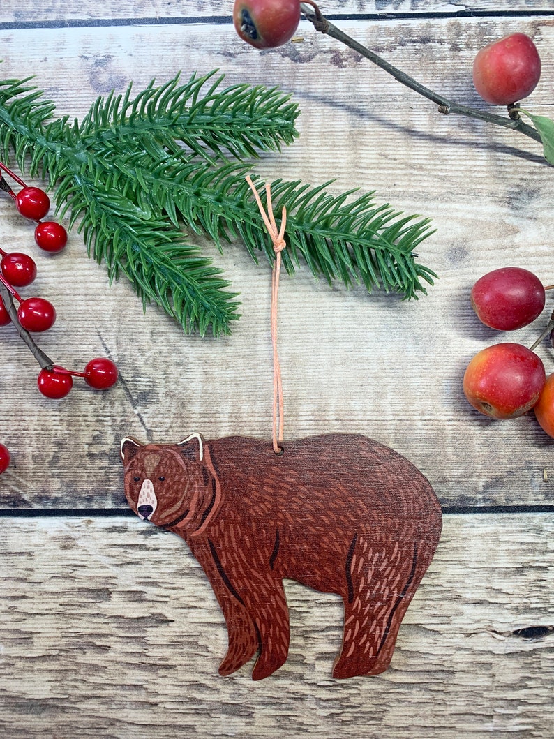 Bear Christmas Tree Decoration, Wooden christmas tree decoration, Christmas bear decor, tree ornament, christmas tree bauble, bear gift image 5