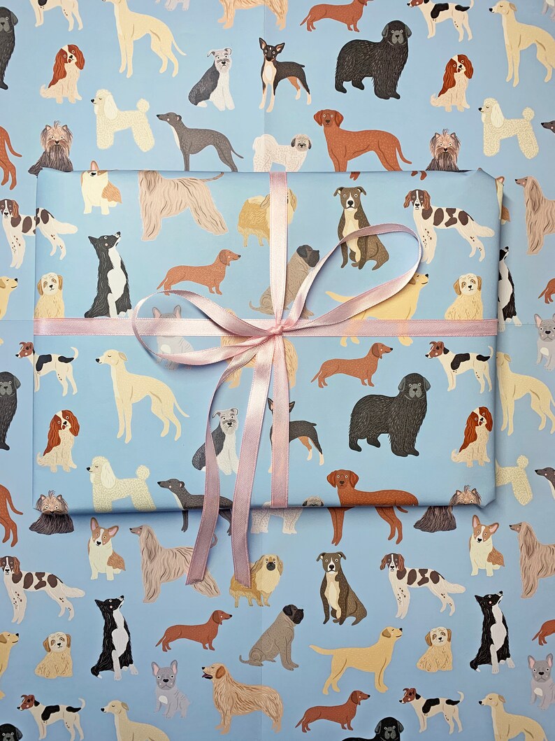 Dogs Wrapping Paper Types of Dogs Wrap Dog Wrap Dog Gift I Etsy