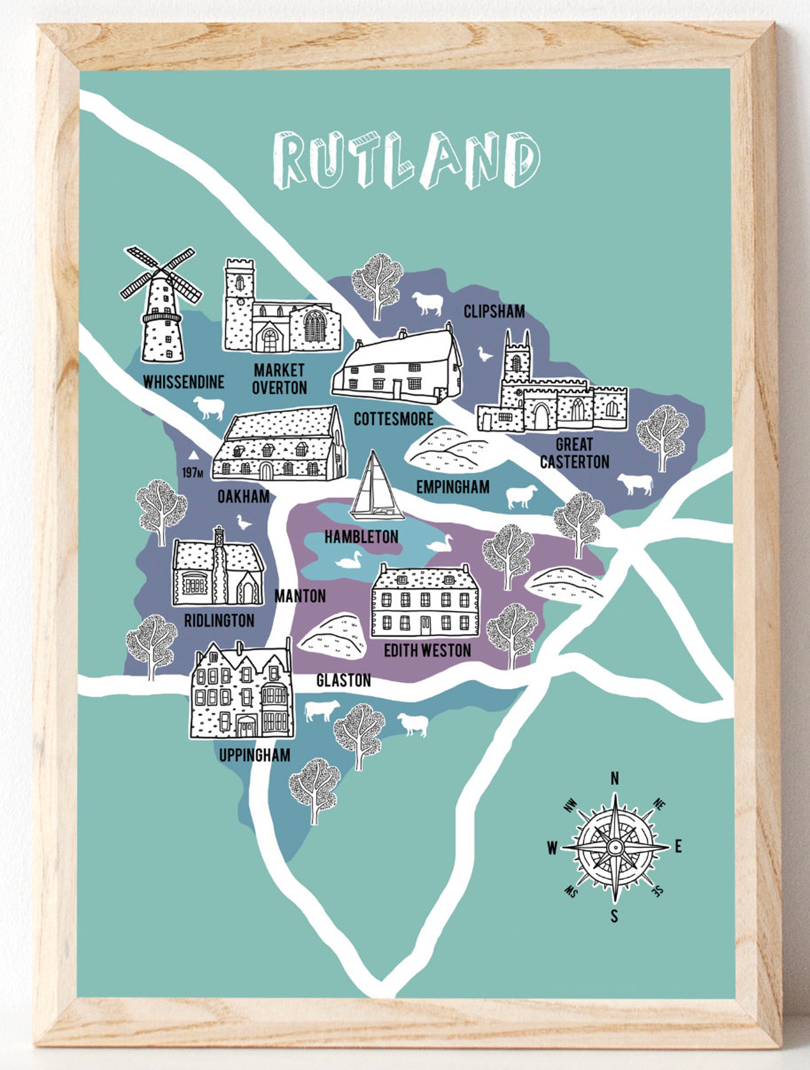 Rutland Map Rutland Gifts Map Illustration County Map Map - Etsy UK