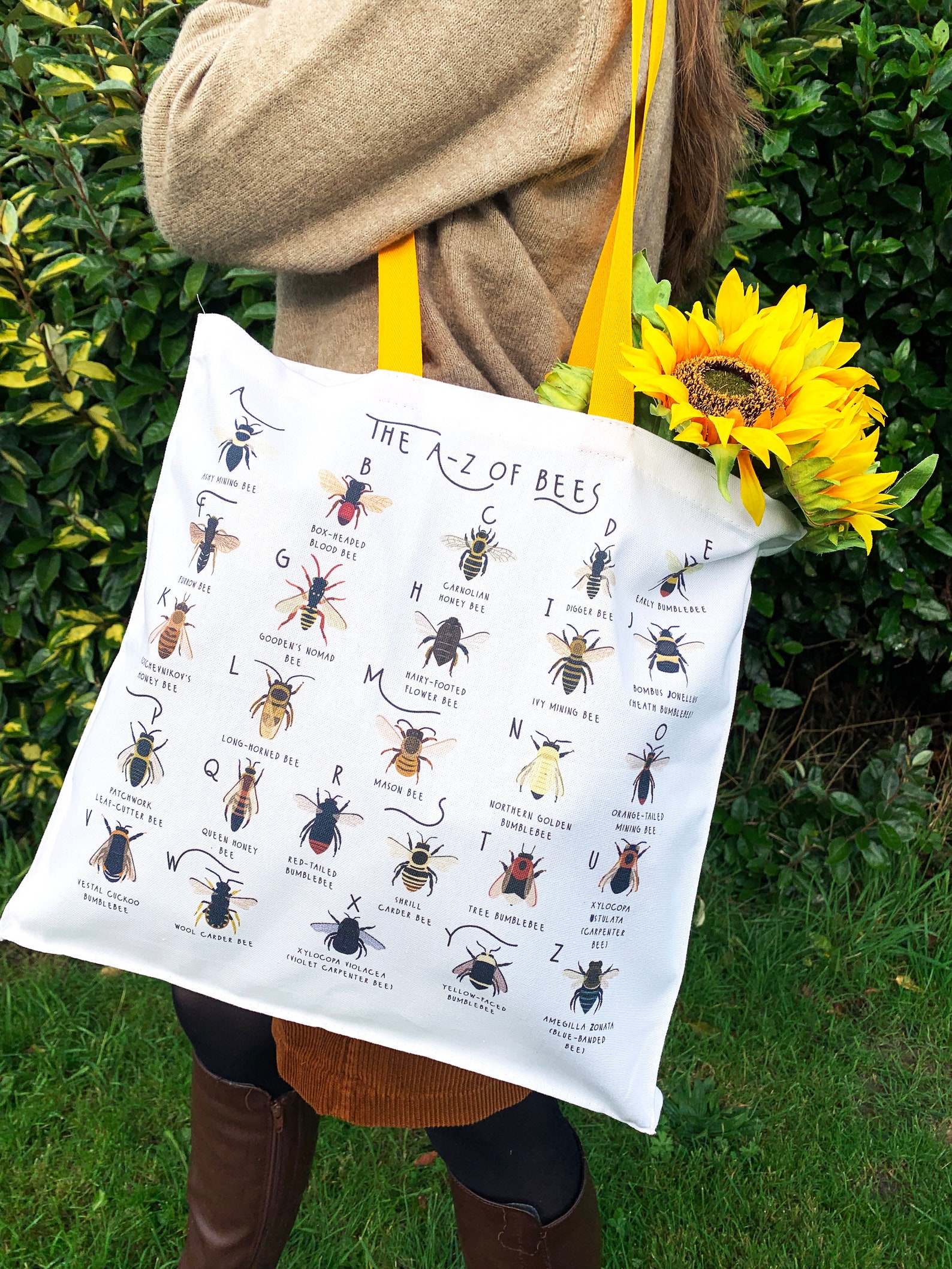 Bumble Bee Tote Bag Illustrated Tote Bag AZ of Bees Tote Etsy UK