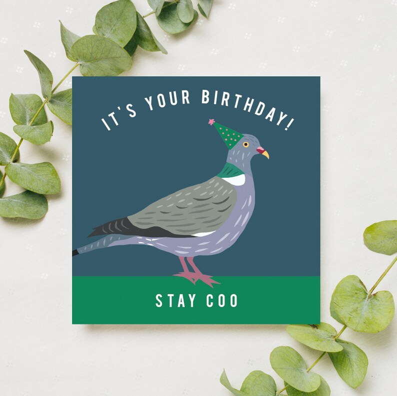 Funny birthday card Pigeon birthday card happy birthday stay | Etsy