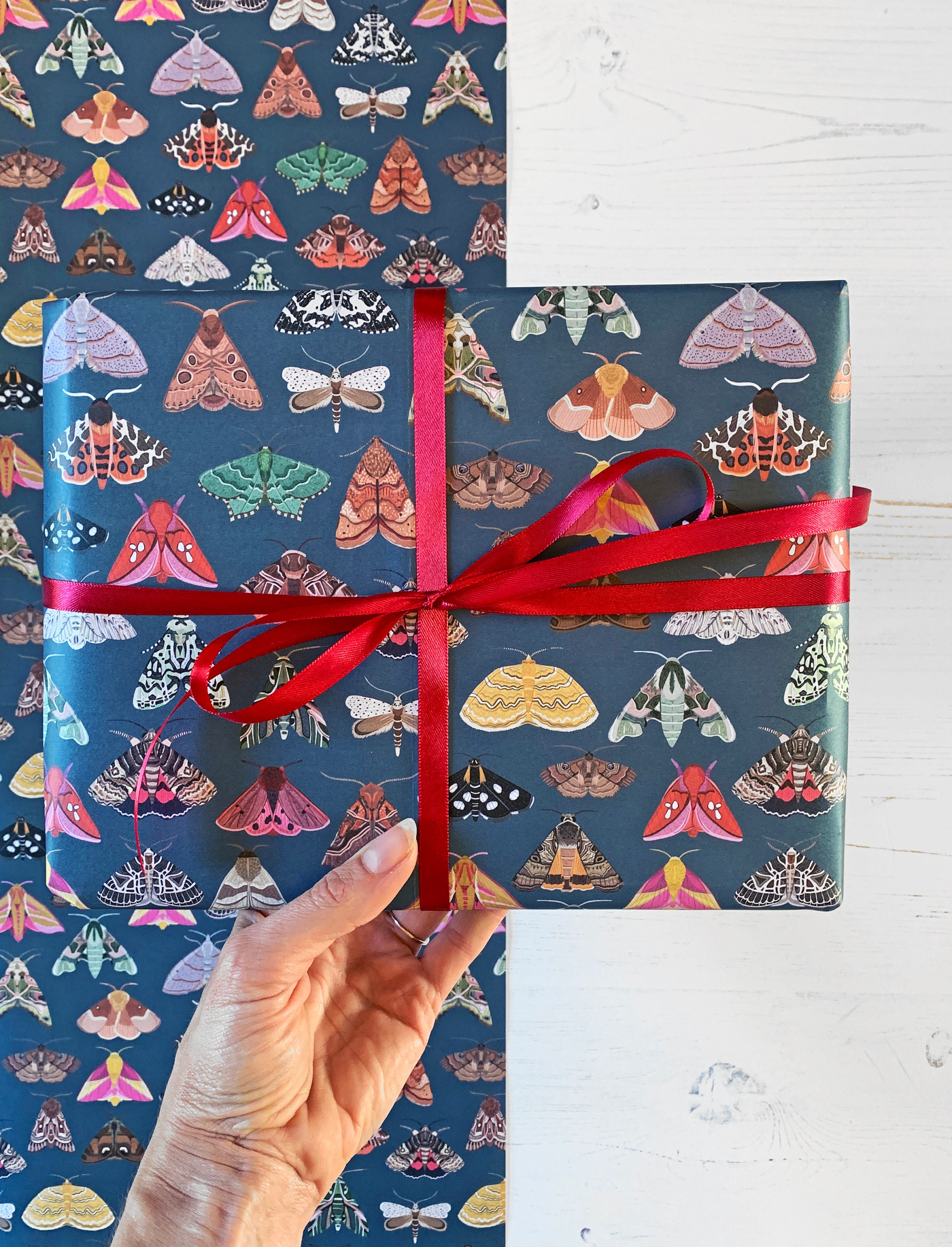 Moth Wrapping Paper Illustrated Wrapping Paper Moth Gift Etsy