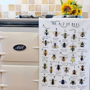 Bee Tea Towel, A-Z of Bees Tea Towel, Illustrated Tea Towel, Bumble Bee Homewares, Bee Gift, Kitchen Accessories Gift, Tea Towel image 5