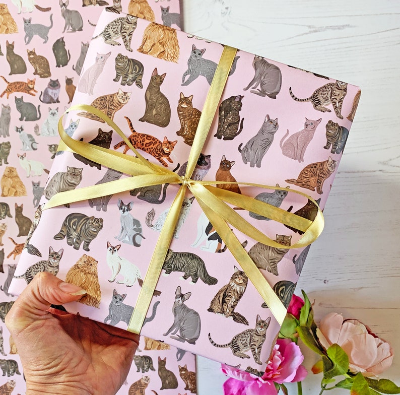 Cat Wrapping Paper Cat Print Wrap Cute Cat Gift Wrap Etsy UK