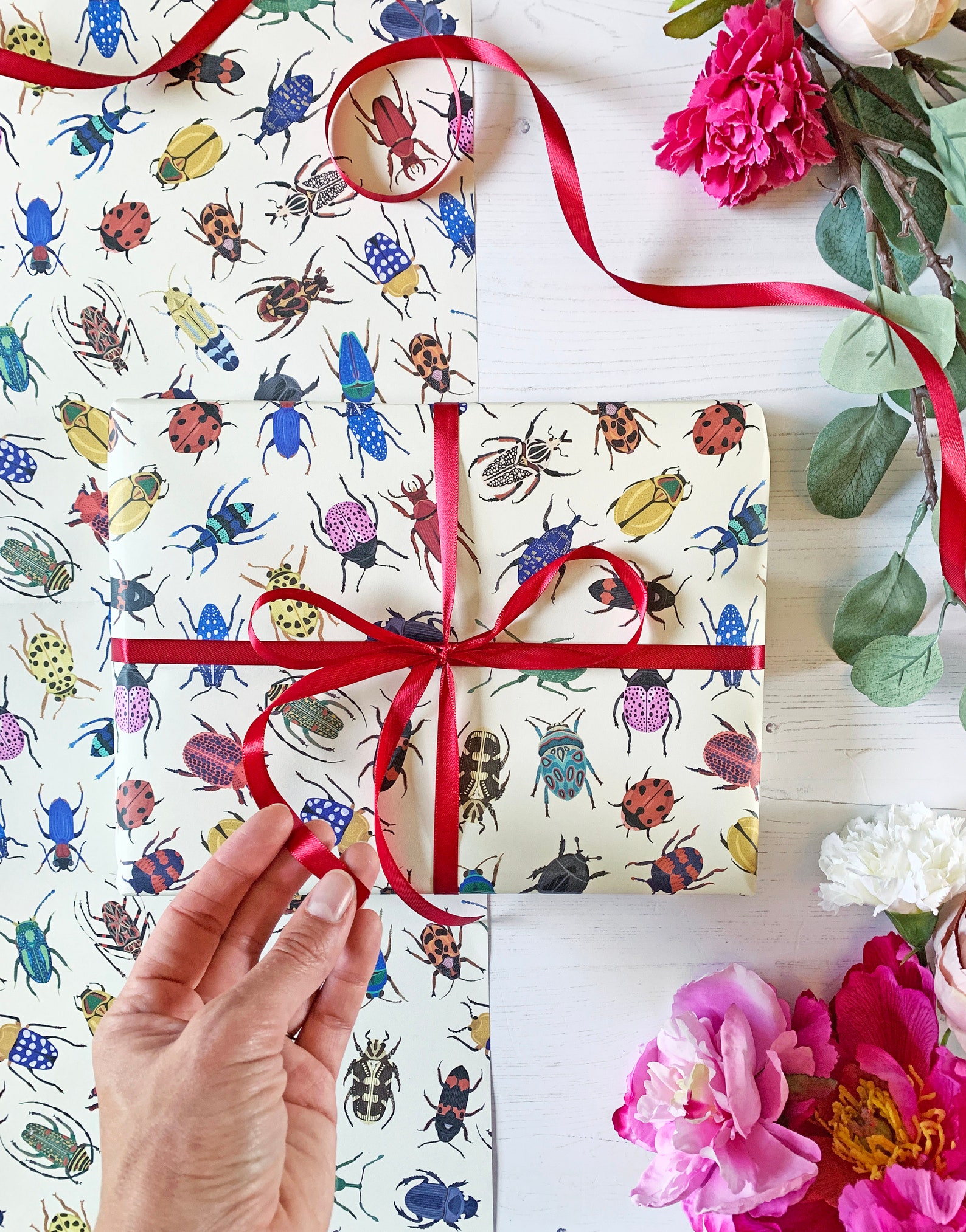 Beetle Wrapping Paper Sheet Illustrated Wrap Beetles Wrap | Etsy UK