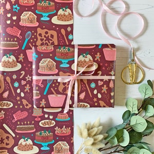 Christmas Baking Wrapping Paper, Christmas Wrapping Paper sheet, Baking wrap, illustrated wrap, Quirky wrapping paper, Christmas wrap