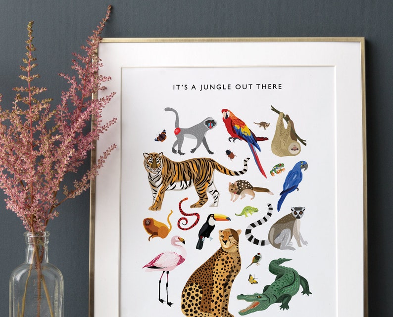 Jungle Animals Print Jungle Themed Poster Wildlife Print | Etsy