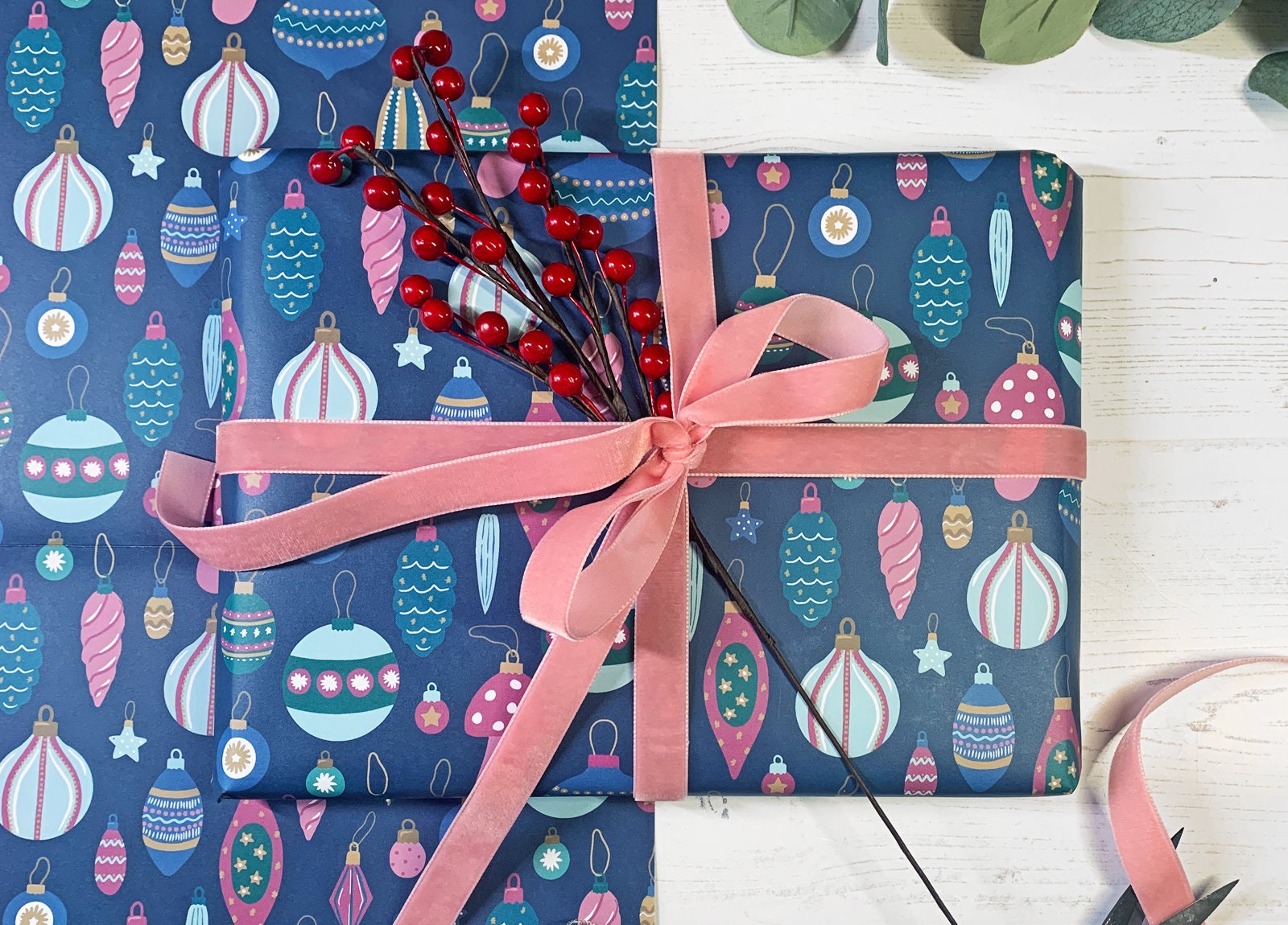 Christmas Bauble Wrapping Paper, Colourful Christmas Wrap
