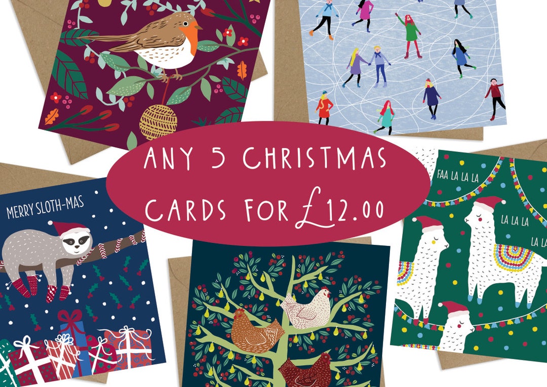 Card Bundle Any 5 Christmas Greetings Cards for 12 Pounds Etsy UK