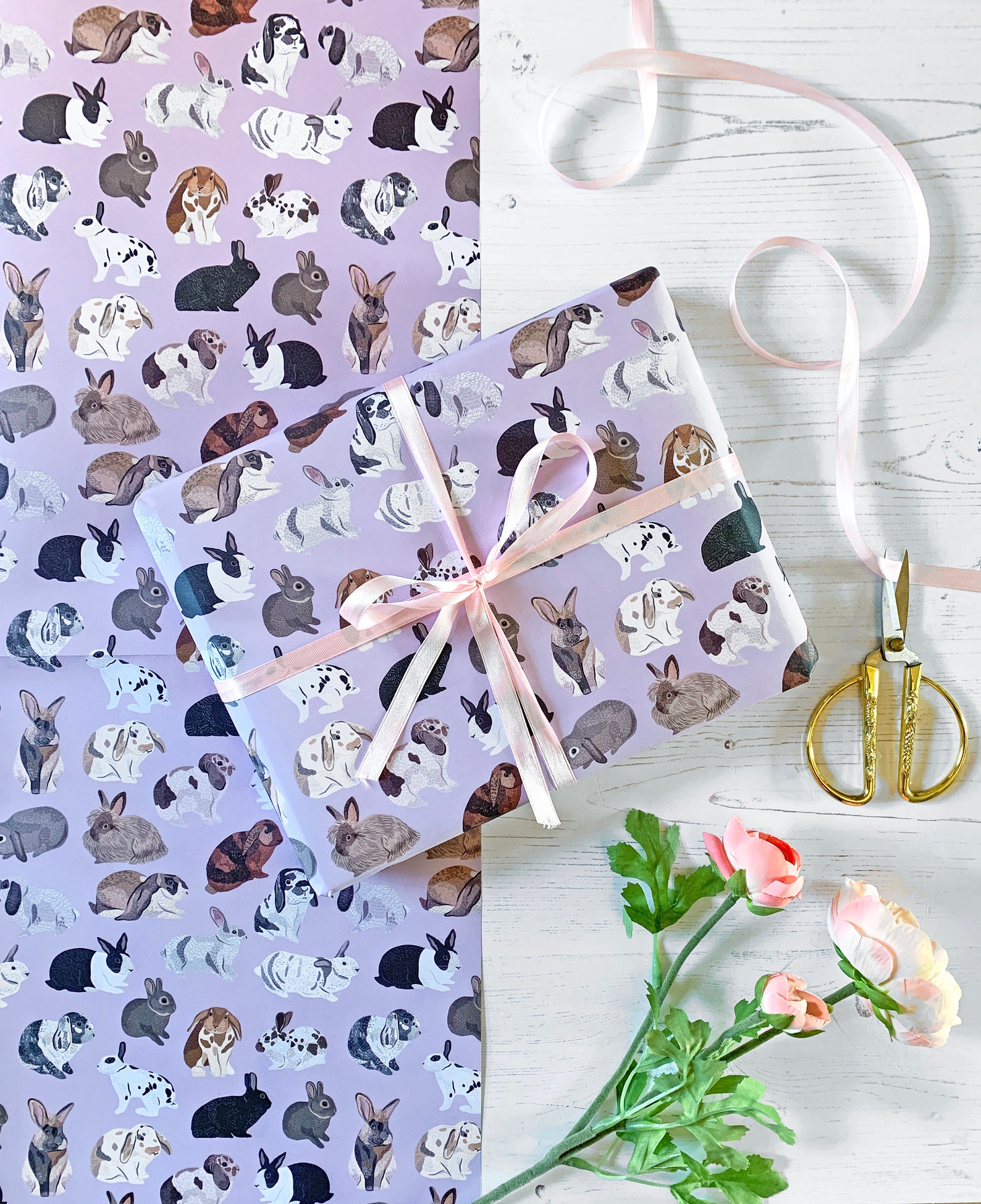 Rabbit Wrapping Paper Types of Bunny Rabbits Rabbit Gift - Etsy