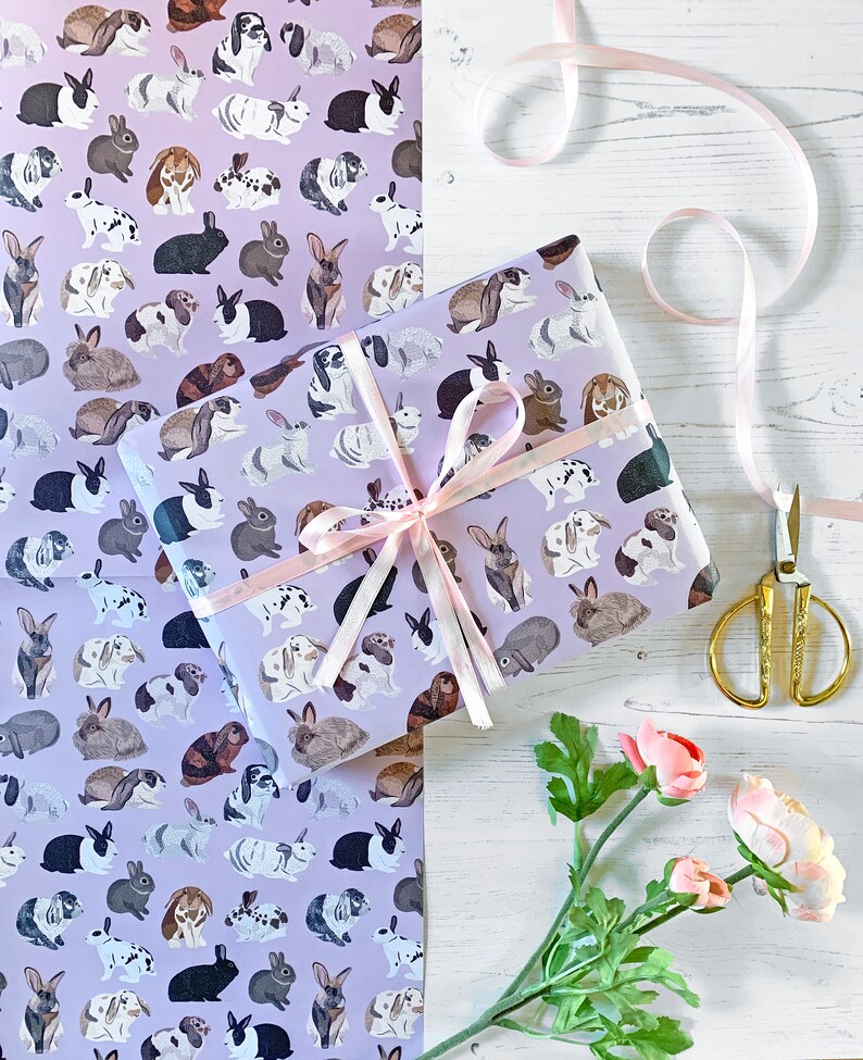 Rabbit Wrapping Paper Types of bunny rabbits Rabbi Gift Etsy