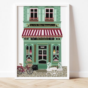 Patisserie Shop Front Print, French shop front, Patisserie poster, Cute French art, Bakery print, Home wall art, kitchen wall art, shop art