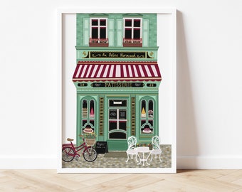 Patisserie Shop Front Print, French shop front, Patisserie poster, Cute French art, Bakery print, Home wall art, kitchen wall art, shop art