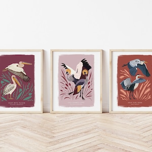Cualquiera 3 pósters de pájaros, mezclar y combinar ofertas de impresión, ilustraciones de aves, regalo para amantes de las aves, arte de pared de pájaros, regalo para el nuevo hogar, pájaros ilustrados, pájaros