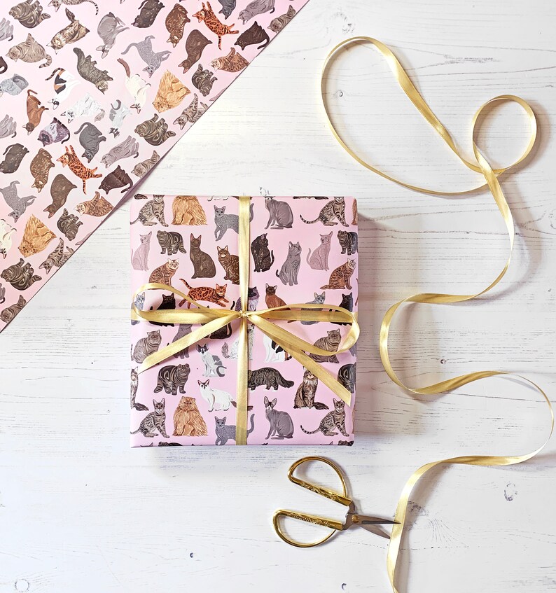 Cat Wrapping Paper Cat Print Wrap Cute Cat Gift Wrap Etsy UK