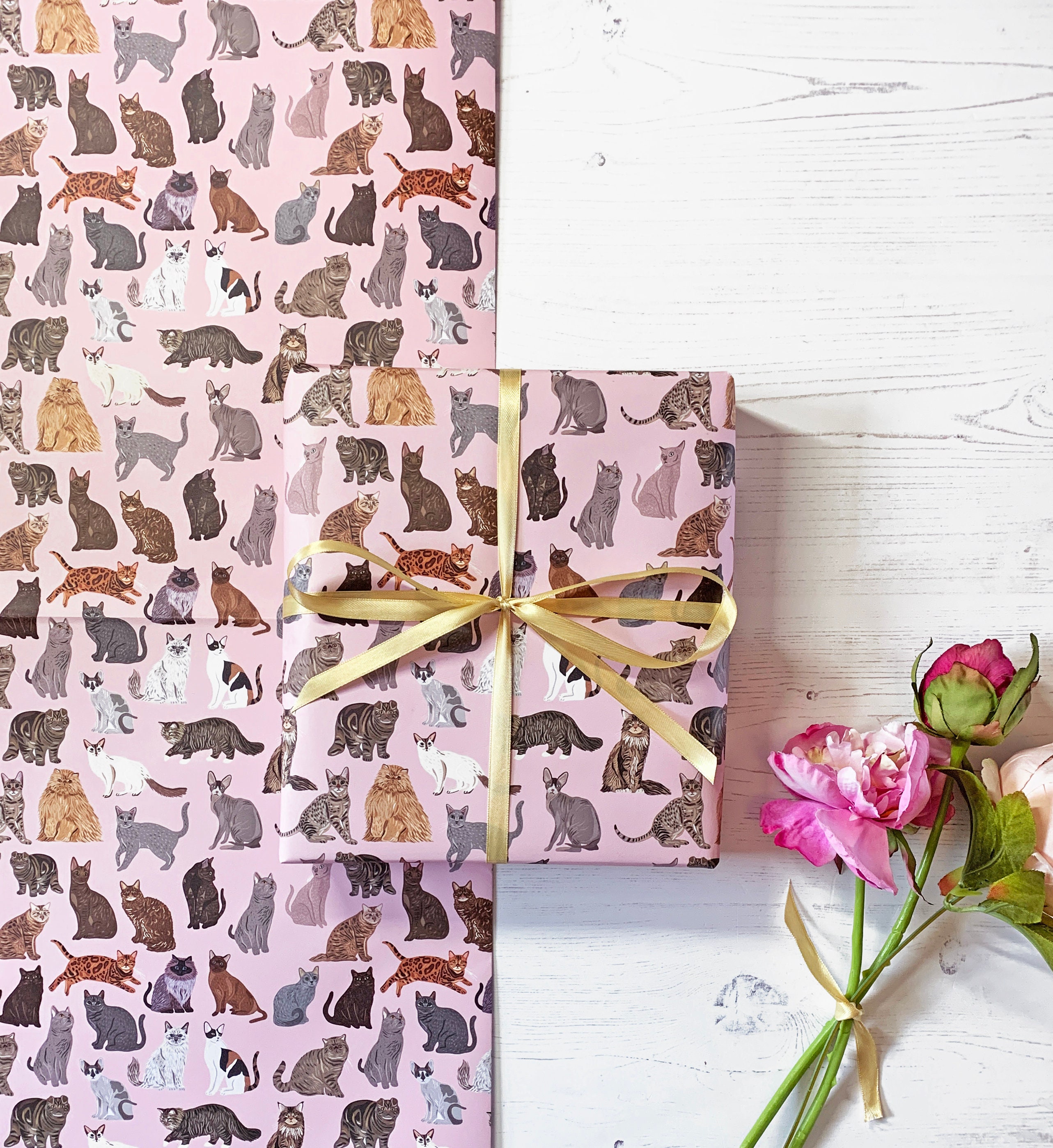 Cat Wrapping Paper Cat Print Wrap Cute Cat Gift Wrap Etsy UK