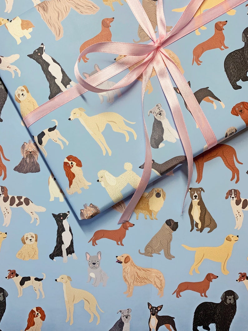 Dogs Wrapping Paper Types of Dogs Wrap Dog Wrap Dog Gift I Etsy