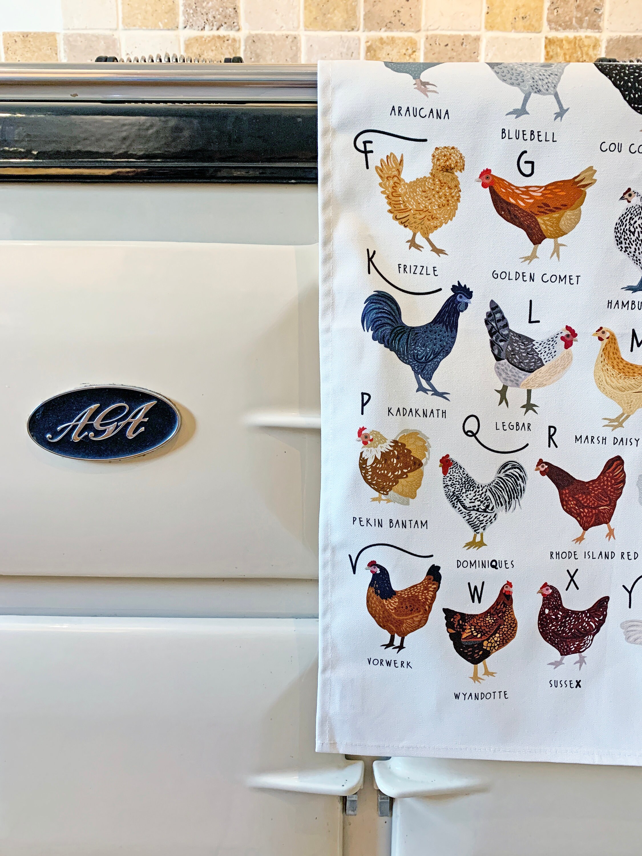 Chicken Tea Towel AZ of Chickens Tea Towel Illustrated Tea Etsy UK