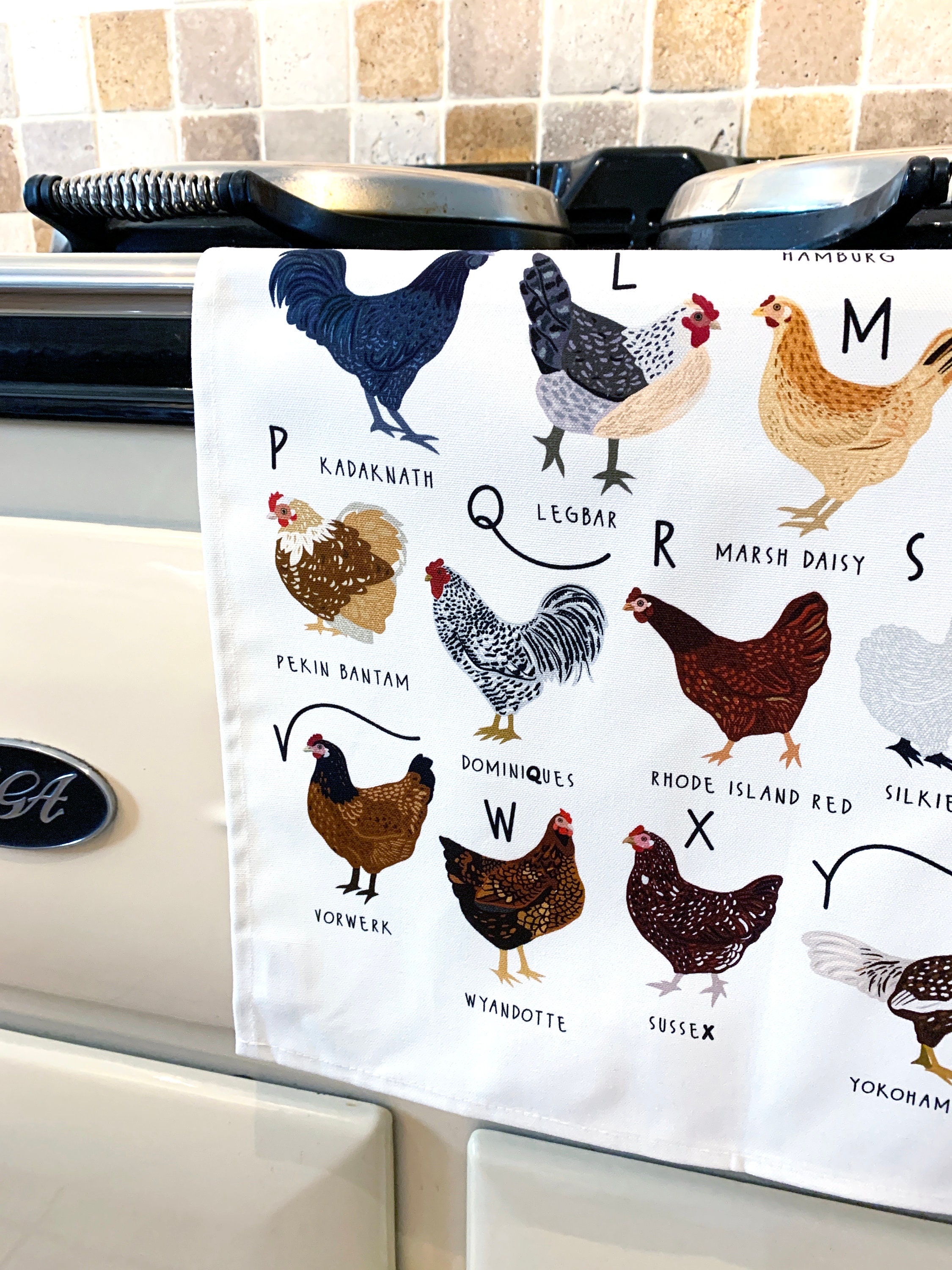 Chicken Tea Towel AZ of Chickens Tea Towel Illustrated Tea Etsy UK