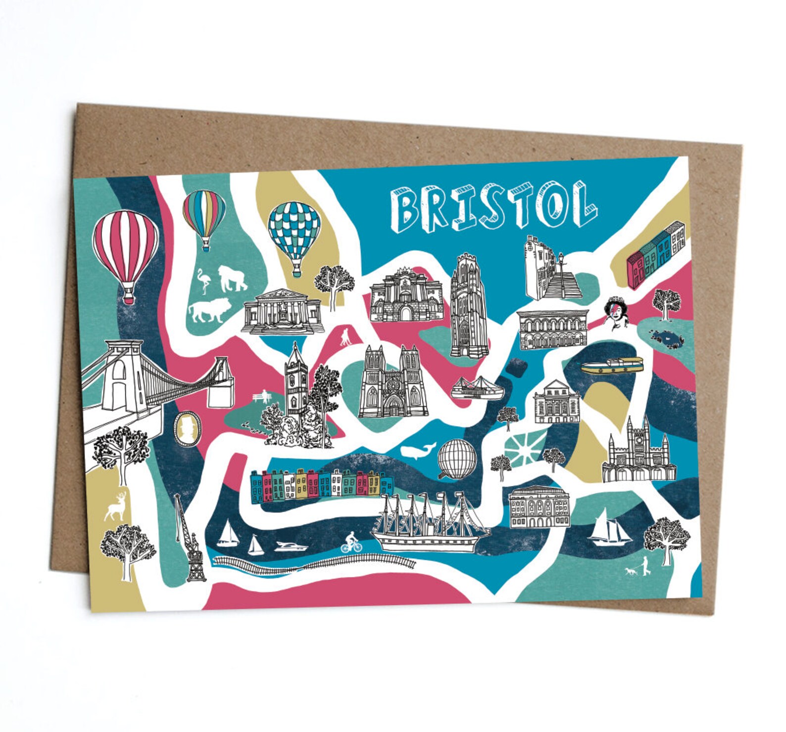 Map of Bristol Greetings Card Map Card Bristol Illustration Etsy