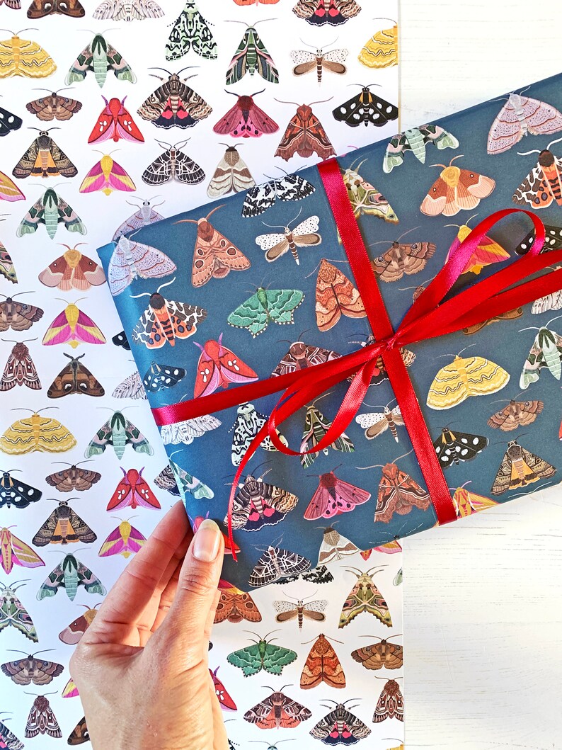 Moth Wrapping Paper Illustrated Wrapping Paper Moth Gift Etsy