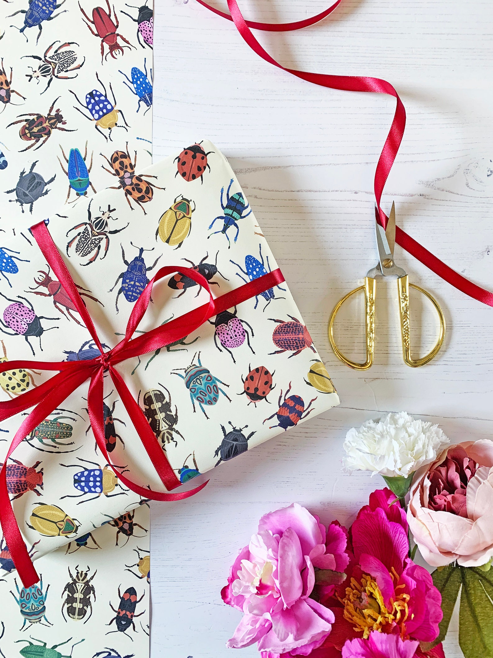 Beetle Wrapping Paper Sheet Illustrated Wrap Beetles Wrap | Etsy UK