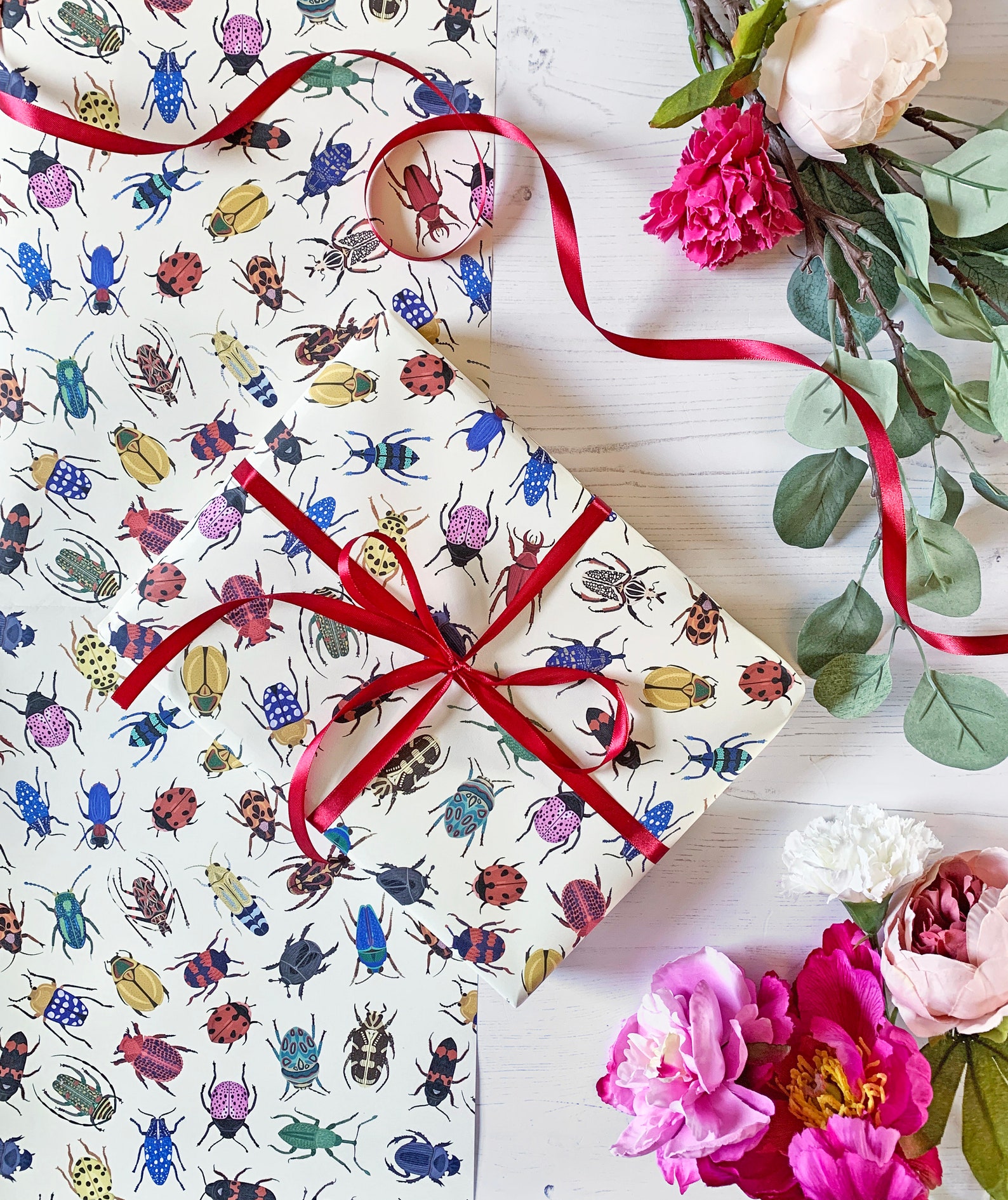 Beetle Wrapping Paper Sheet Illustrated Wrap Beetles Wrap | Etsy UK