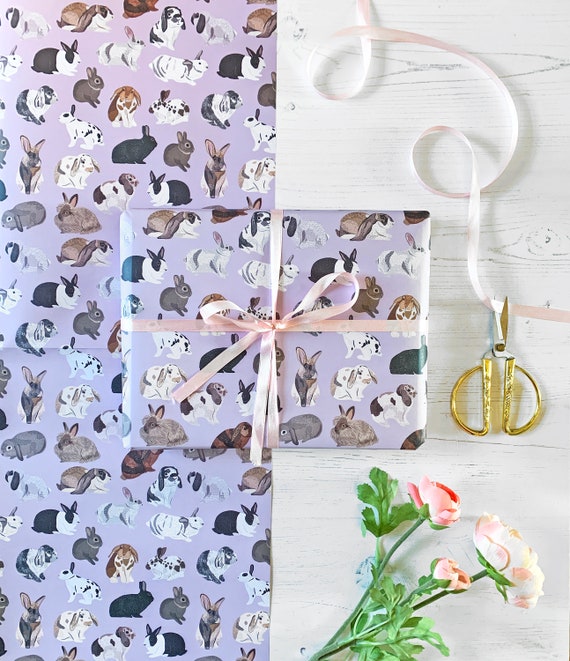 Rabbit Wrapping Paper Types of bunny rabbits Rabbi Gift Etsy