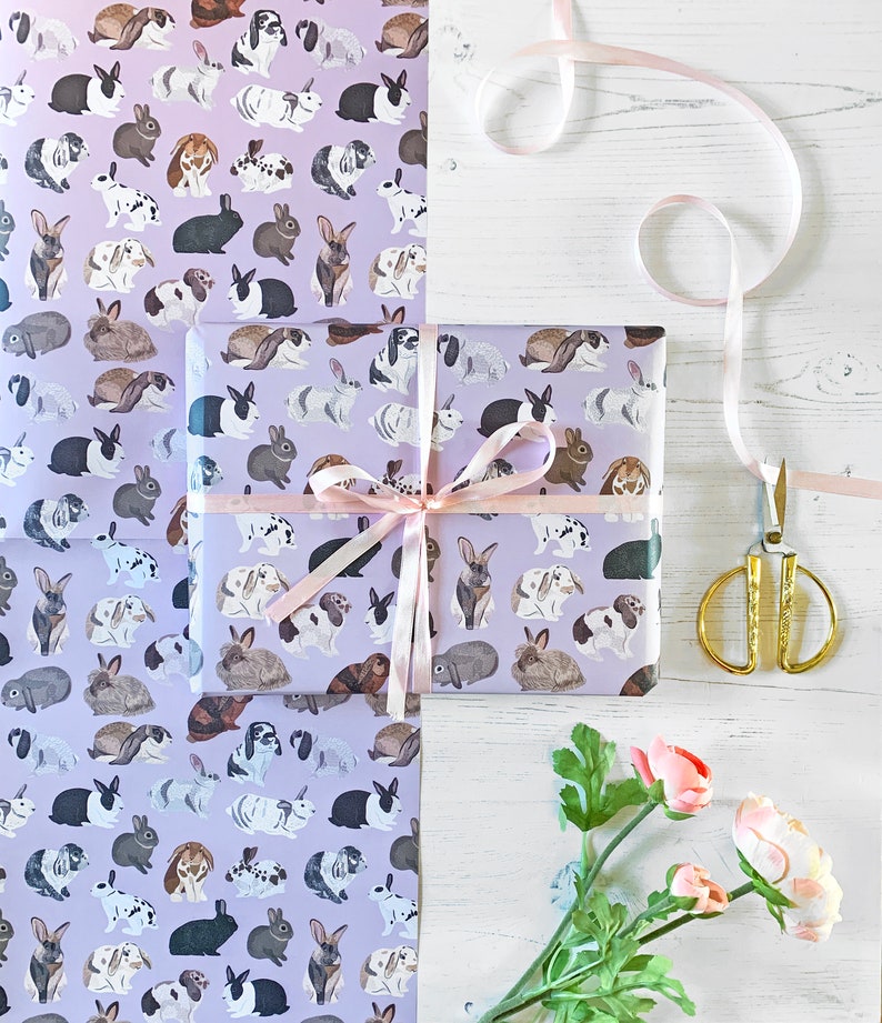 Rabbit Wrapping Paper Types of bunny rabbits Rabbi Gift Etsy