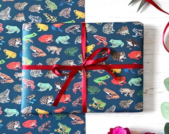 Frog Wrapping Paper, Frogs and toads gift wrap, frog gift, cute wrapping paper, Gift for frog lovers, nature wrap, frog pattern, colourful