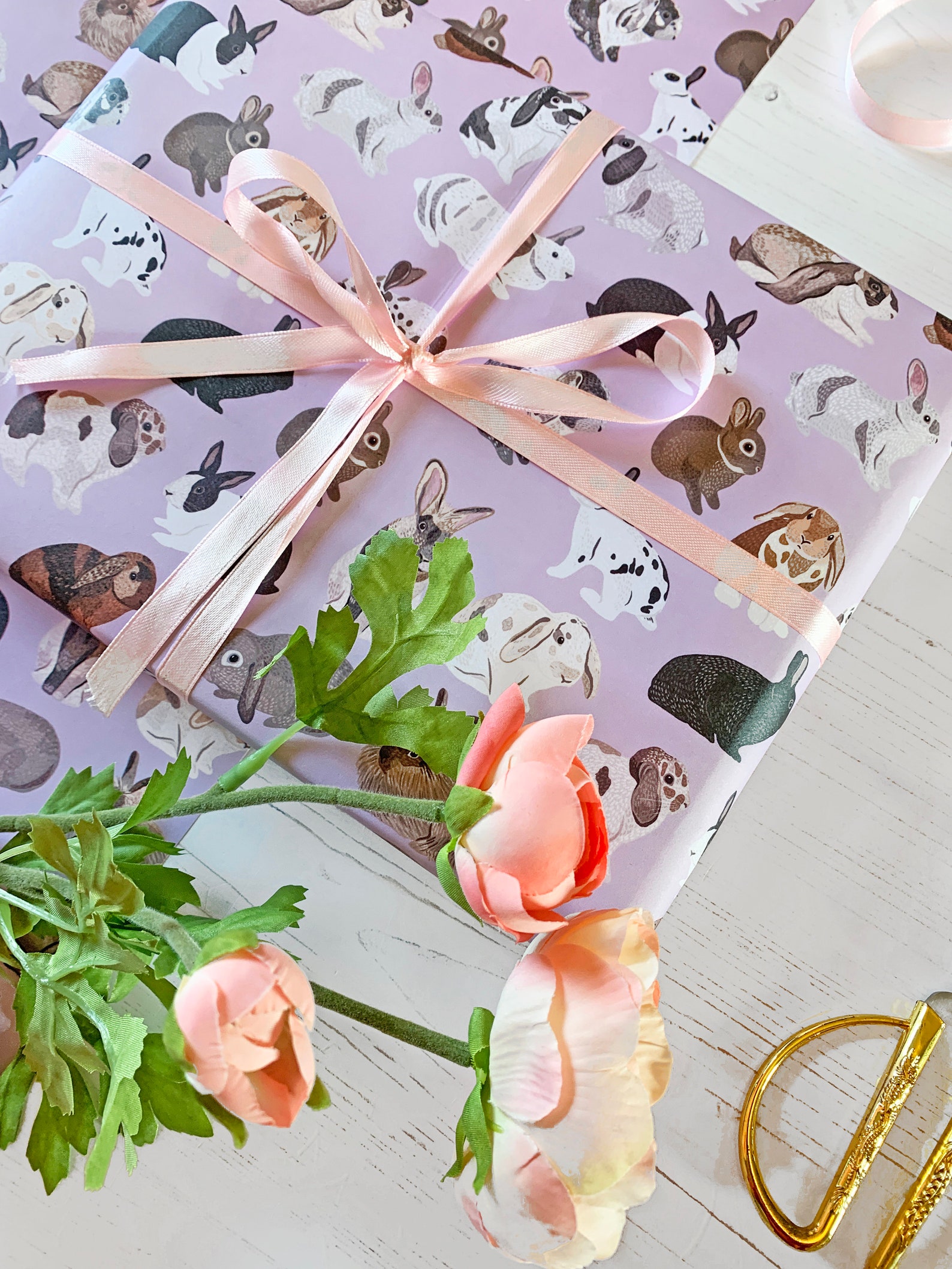 Rabbit Wrapping Paper Types of Bunny Rabbits Rabbit Gift Etsy