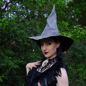 The Grey Wizard or Witch ~ Grey Suede Witch or Wizard Hat