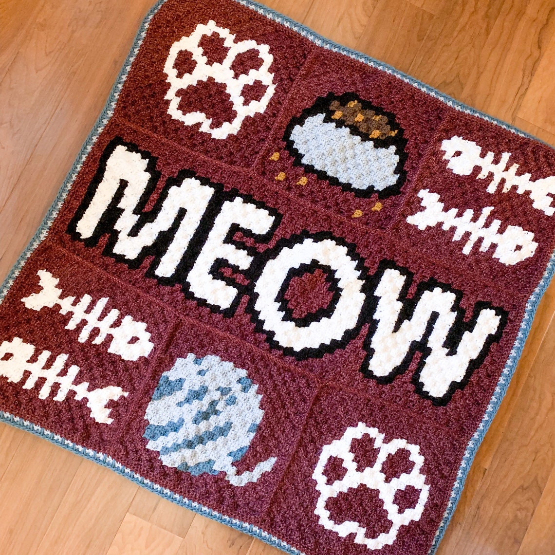 Crochet Kitty Blanket Etsy