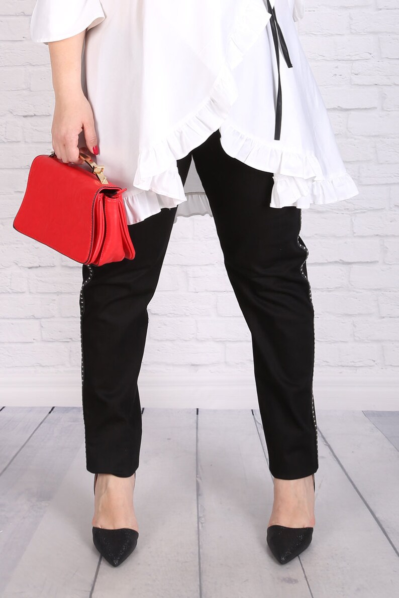 Cocktail Pants Elegant Pants Plus Size Pants Black Trousers Suit Pants Minimalist Clothing,Plus Size Clothing Women Pants Black Pants