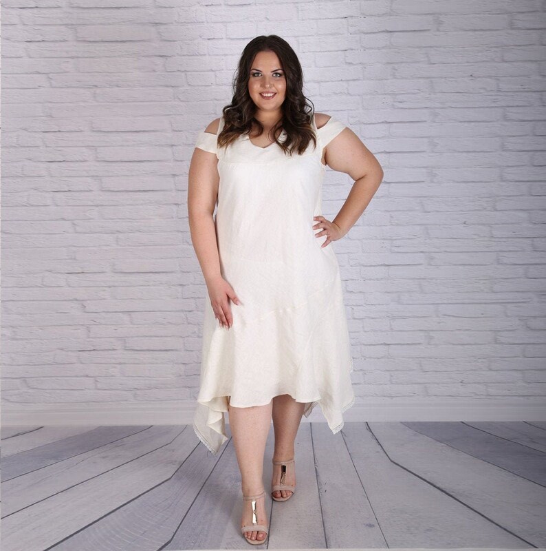 plus size white asymmetrical dress
