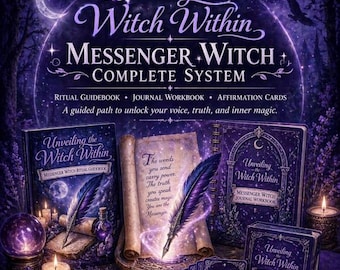 Messenger Witch Bundle | Ritual Guidebook | Journal Workbook | Affirmation Cards | Witchy Self Discovery Kit