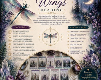 Dragonfly Wings Reading Personalized Tarot Reading | Oracle Cards | Intuitive Spiritual Guidance | Intuitive Card Reading |