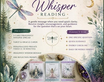 Dragonfly Whisper Reading Personalized Tarot Reading | Oracle Cards | Intuitive Spiritual Guidance | Intuitive Card Reading |
