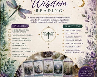 Dragonfly Wisdom Reading Personalized Tarot Reading | Oracle Cards | Intuitive Spiritual Guidance | Intuitive Card Reading |