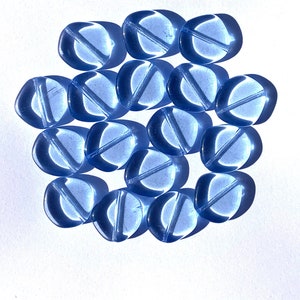 Ten 15mm Czech glass asymmetrical coin or disc beads light sapphire blue beads C0018 image 1