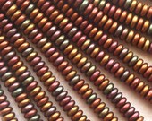 Lot of 50 6mm Czech glass rondelle beads, matte metallic bronze iris flat spacer, earthy, rusticc spacers or rondelles C2801
