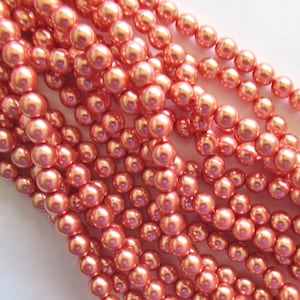 50 6mm Preciosa Czech glass pearl druk beads - pink blush smooth round glass pearls C0096 image 1