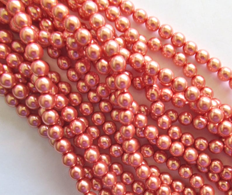 50 6mm Preciosa Czech glass pearl druk beads - pink blush smooth round glass pearls C0096 image 1